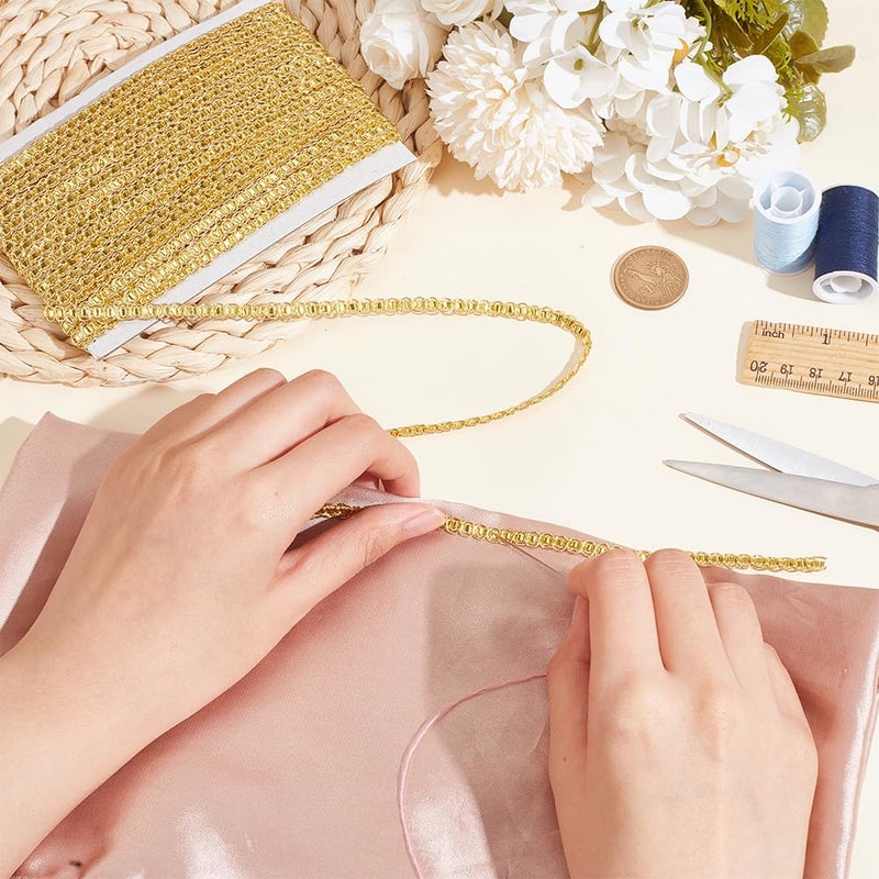 MAYJOYDIY 22 Yards S Shaped Gold Gimp Braid Trim 0.24inch Wide Polyester Lace Trim Ribbon Decorative Woven Braid Trim Fabric Trim for Sewing Bag DIY Crafts Costume Curtain Lampshades - Image 3